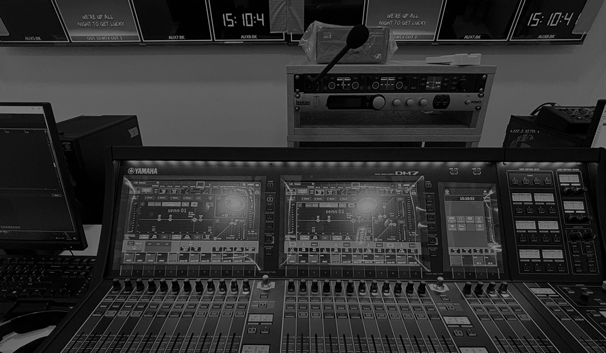Studio and broadcast mixing desks, studio microphones, studio headphones and monitors, audio interfaces.